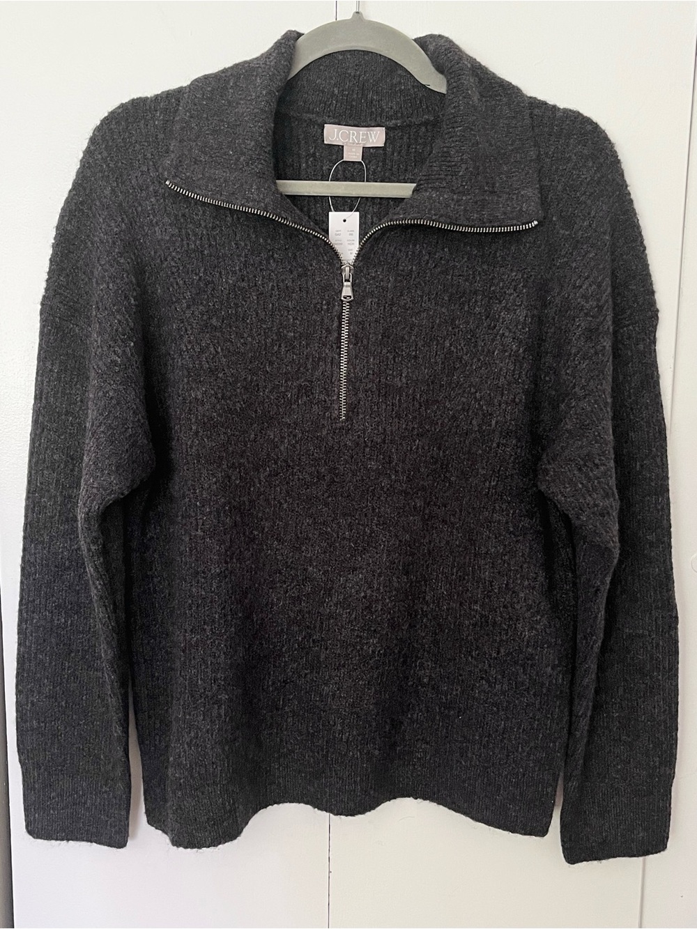 J. Crew Half Zip Stretch Sweater in Charcoal Gray Size M